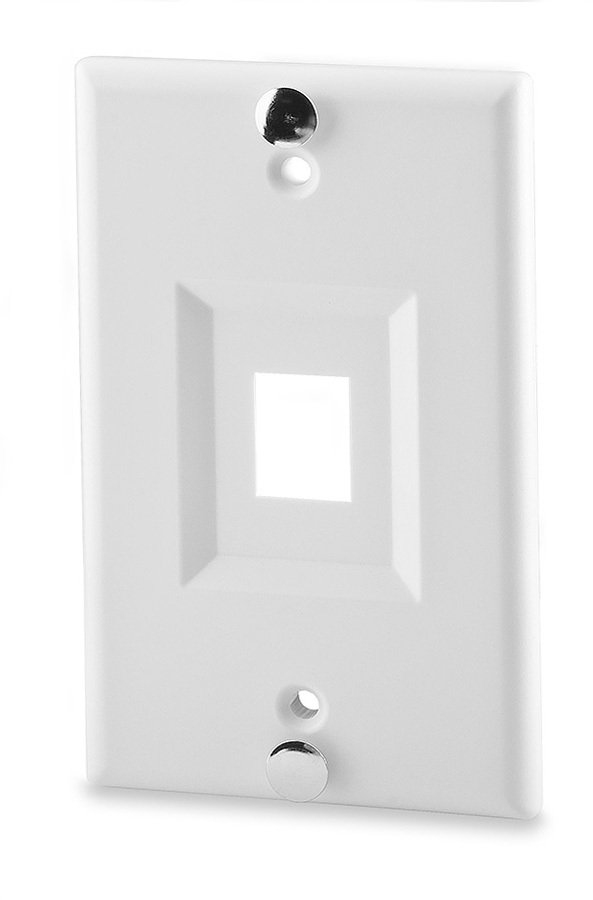 1-Port Plastic Keystone Wall- mount Phone Plate, White