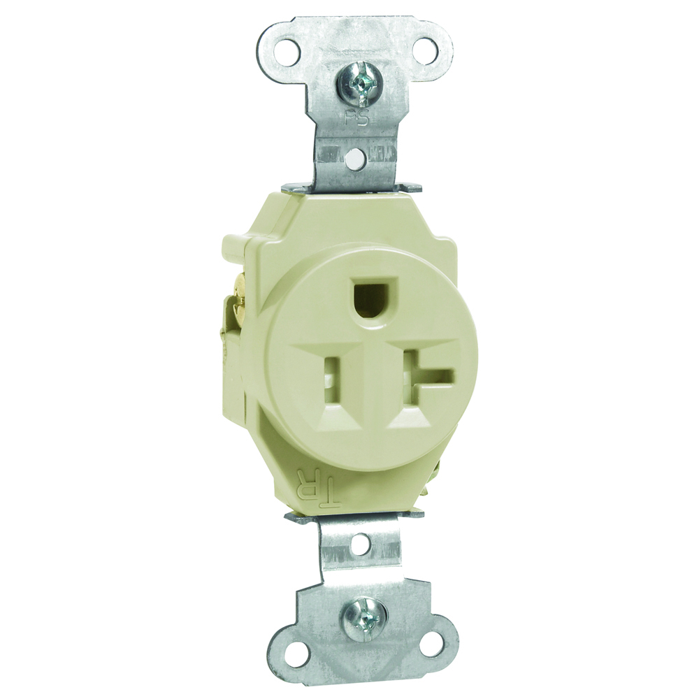 TR5351LA 20 Amp 125V Construction Spec-Grade Single Receptacle, Back and Side Wire, Light Almond