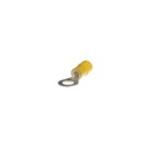 Vinyl Insulated Ring Terminal, Length 1.164 Inches, Width .472 Inches, Bolt Hole 1/4 Inch, Wire Range #12-#10 AWG, Color Yellow, Copper, Tin Plated