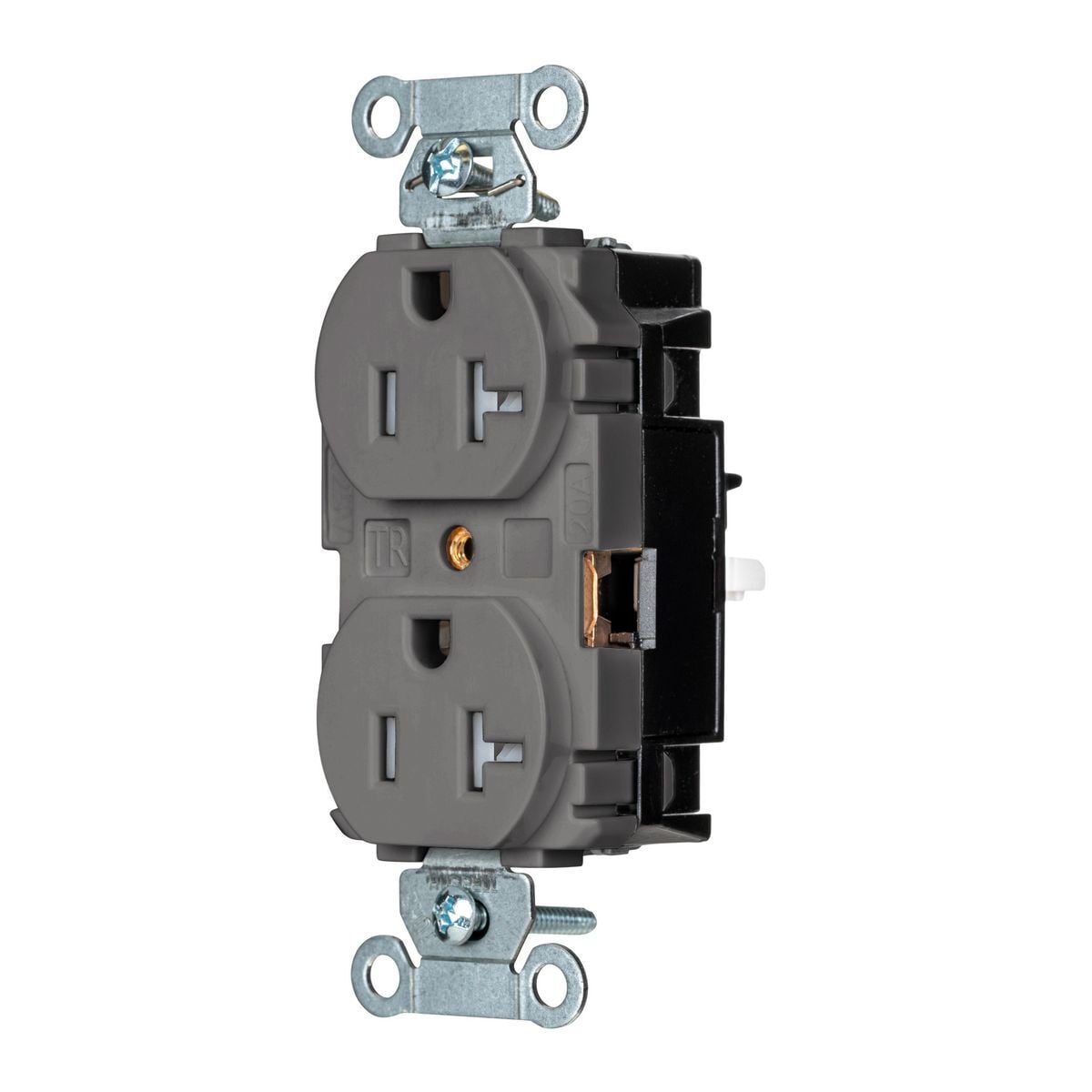 BR20STGYTR EdgeConnect Straight Blade Receptacle, 125 V, 20 A, 2 Poles, 3 Wires, Grey