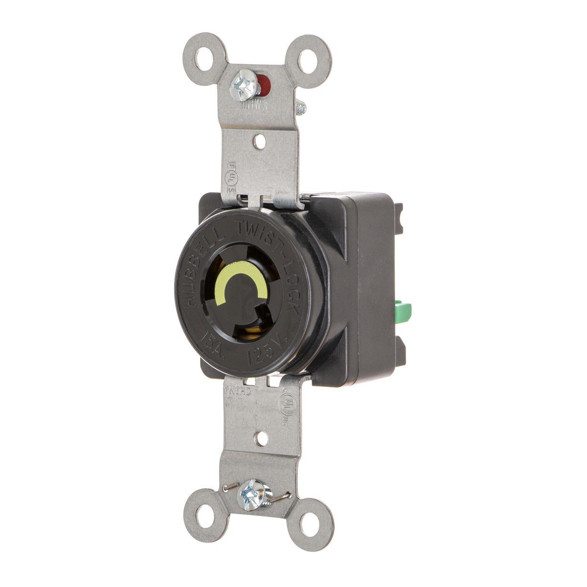 HBL4710ST EdgeConnect 1-Phase Locking Receptacle, 15 V AC, 15 A, 2 Poles, 3 Wires, Black
