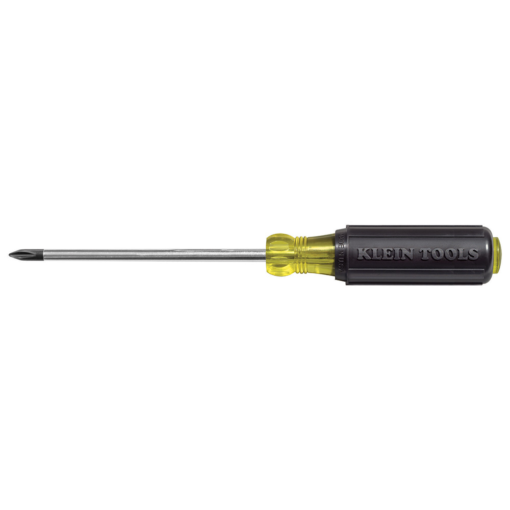 604-3 Cushion-Grip Miniature Screwdriver, #0 Phillips Point, Steel Shank, 5-3/4 in OAL, Rubber Handle, Polished Chrome, ANSI/ASME Specified