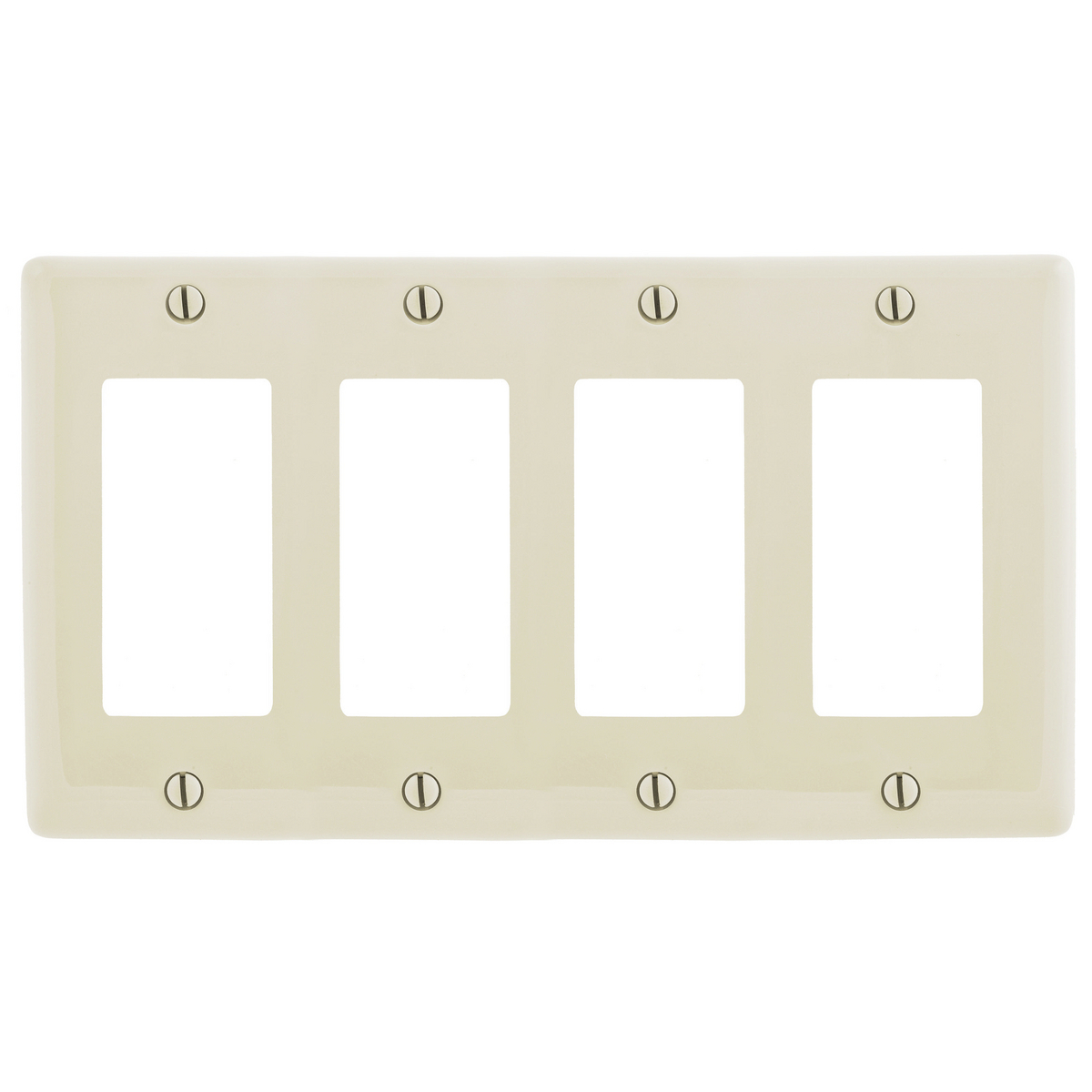 NPJ264LA Mid-Size Decorator Wall Plate, 4 Gangs, 8.56 in W x 4.88 in H, Nylon, Light Almond