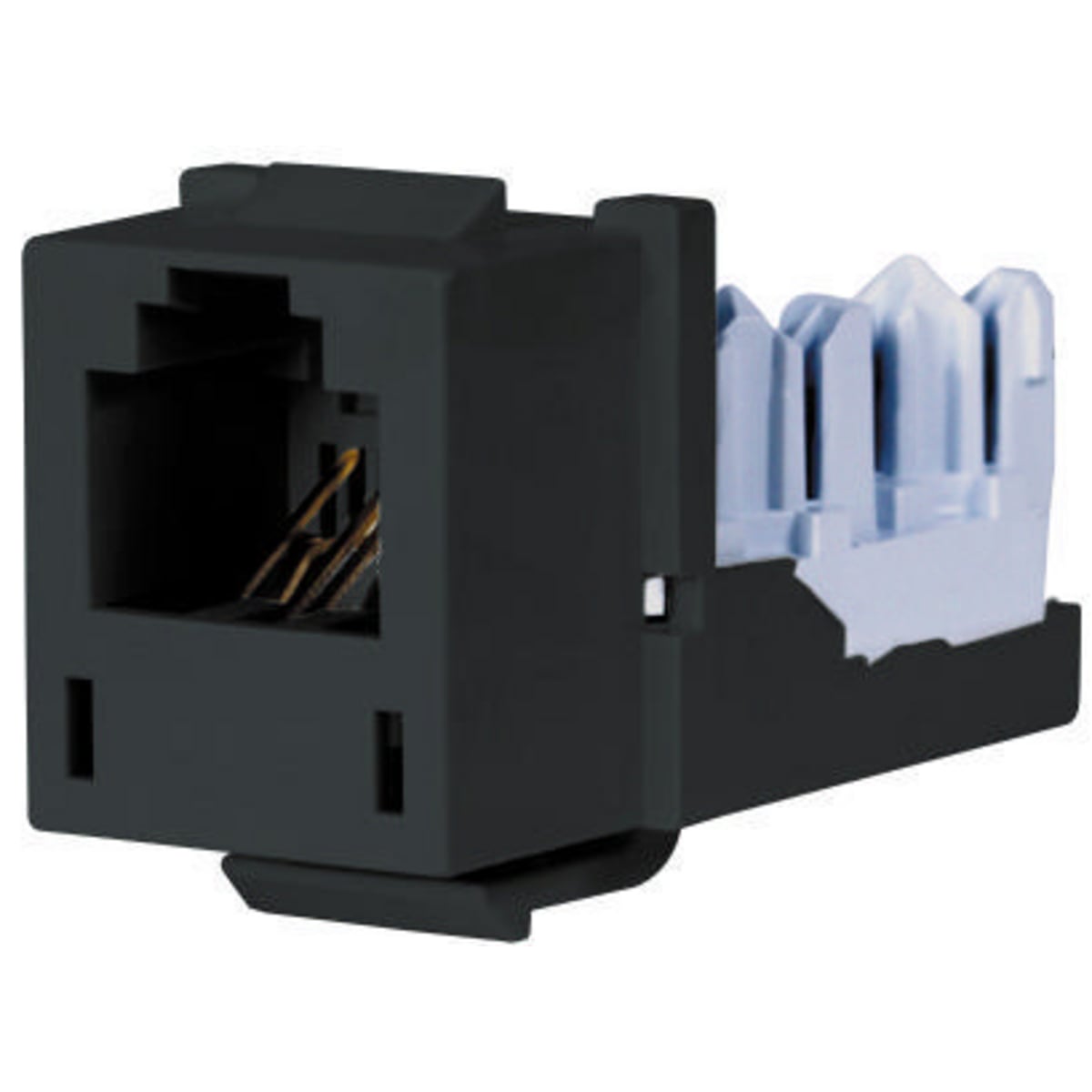 HXJUBK Standard Keystone Jack, 6-Position USOC Module, Black