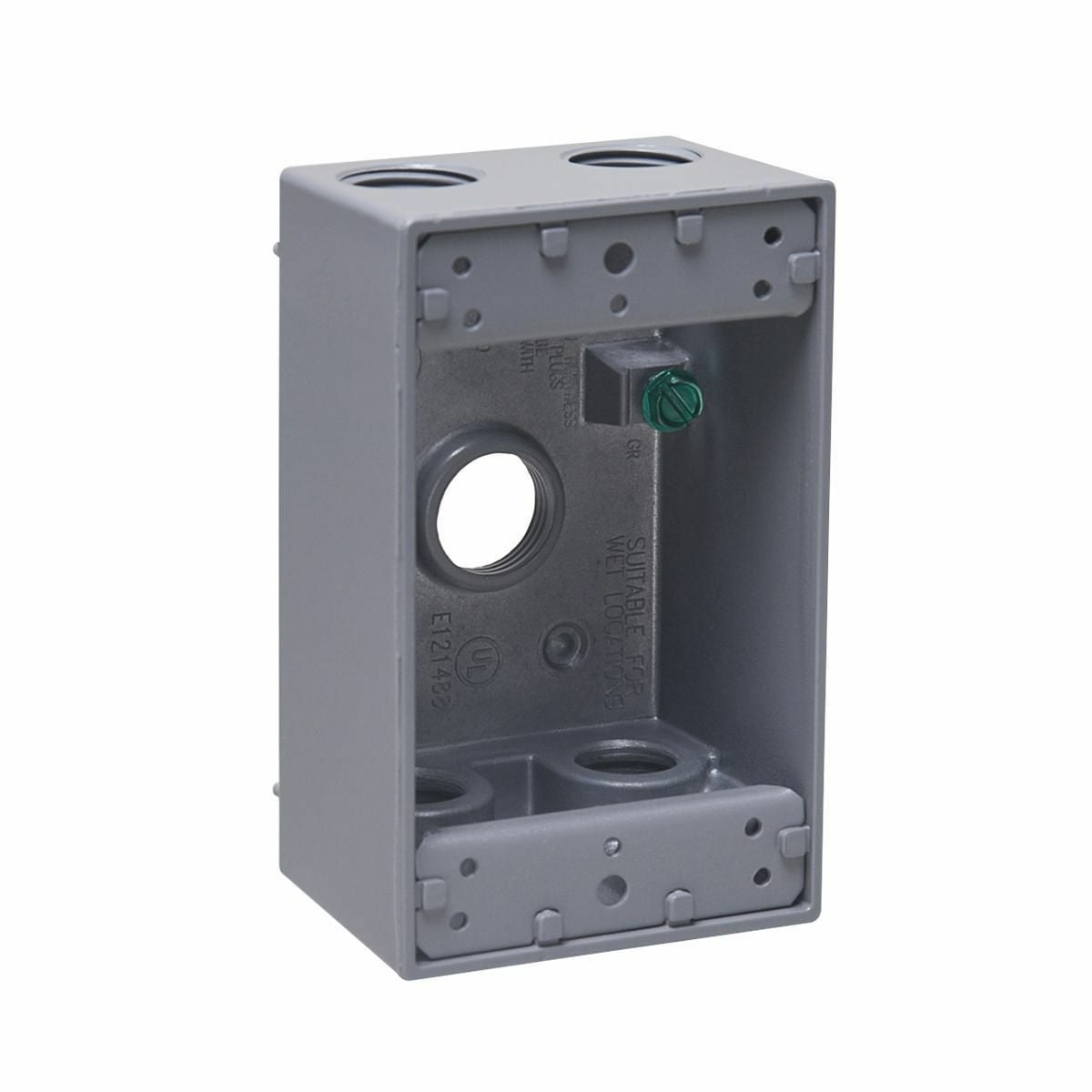 5322-0 Weatherproof Outlet Box With Lug, Die Cast Aluminum, 18.3 cu-in, 1 Gang, 5 Outlets