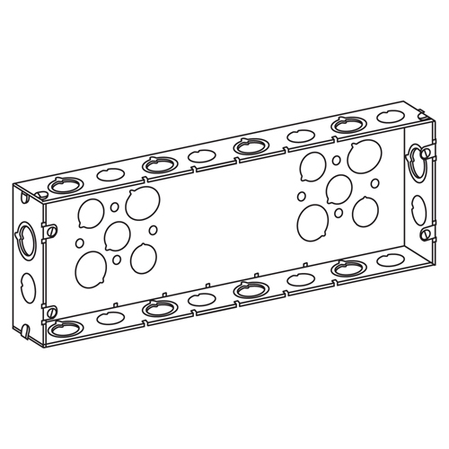 6G5075S Multi-Gang Welded Switch Box With Knockout, Steel, 111.1 cu-in Capacity, 6 Gangs, 30 Knockouts, 4-9/16 in H x 14-1/8 in W x 1-7/8 in D