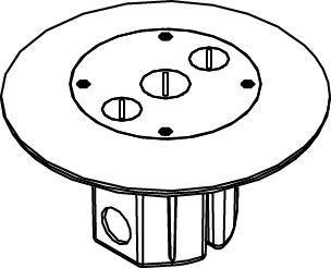 861FFTCAL Furniture Feed Raised Floor Box Assembly, Die Cast Aluminum, 18 cu-in Capacity, 3 Knockouts