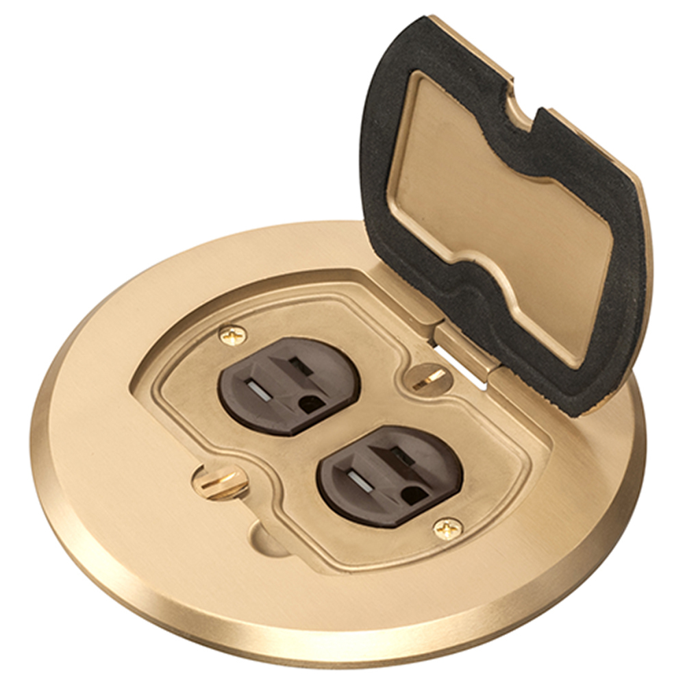 FLBAFR101MB Adjustable Metallic Floor Box, Brass, 1 Gang
