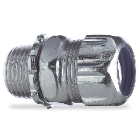 5236 T&B Non-Insulated Straight Conduit Connector, 1-1/2 in Trade, Steel, Chromate Coated/Electro-Zinc Plated