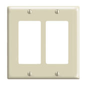 80409-NI Decora Standard Size Wall Plate, 2 Gangs, 4.56 in W x 4.5 in H, Thermoplastic, Ivory