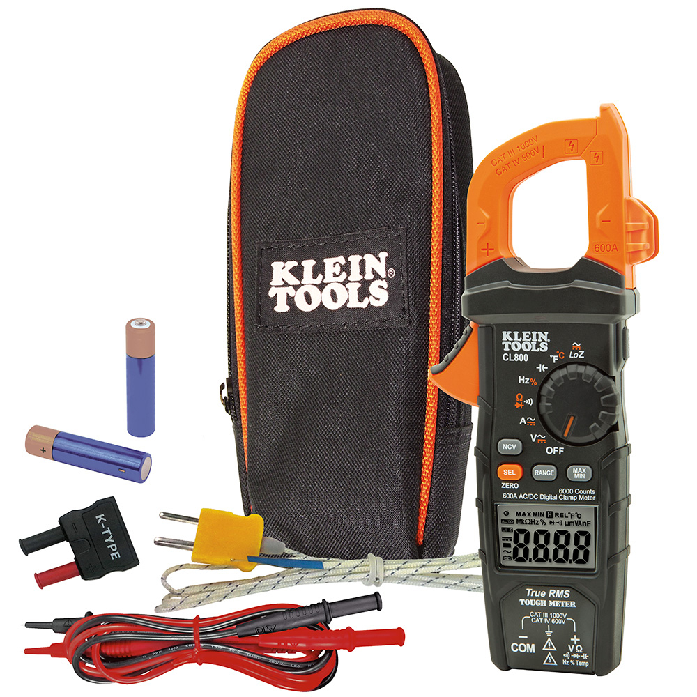 CL800 AC Auto-Ranging Low Impedance Mode Auto Off Digital Clamp Meter, 1000 V AC/DC, 600 A, 60 MOhm, 50 to 400 Hz, 1-3/8 in Jaw, LCD Display