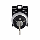 Eaton M22 Modular Three Position Key-Operated Selector Switch, 22.5 mm, Momentary, Return from left/right,key removable center, Non-illuminated, Bezel: Silver, Button: Black, MS2, IP66, NEMA 4X, 13, Three-position, 100,000 Operations
