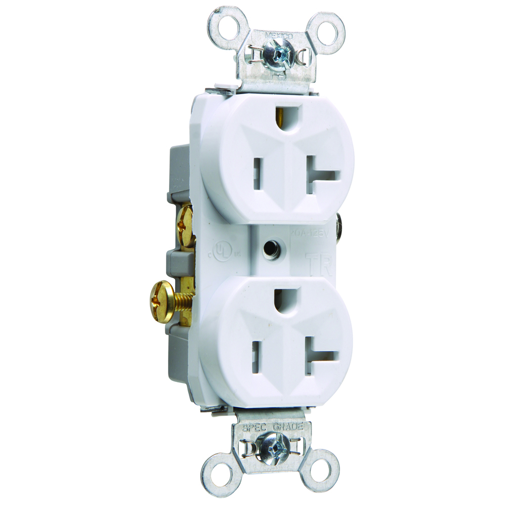 【アウトレット品】♥ Barker Ellis　ダブルインクスタンドペン2本付 TR20W 20 Amp 125V Commercial Grade Duplex Receptacle, White