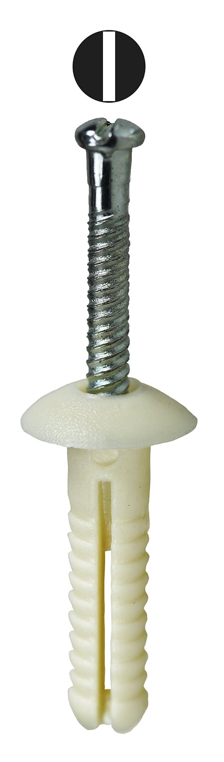 1714 Straight Anchor, 1 in OAL, Nylon Body Shell, Steel Pin, Button Head