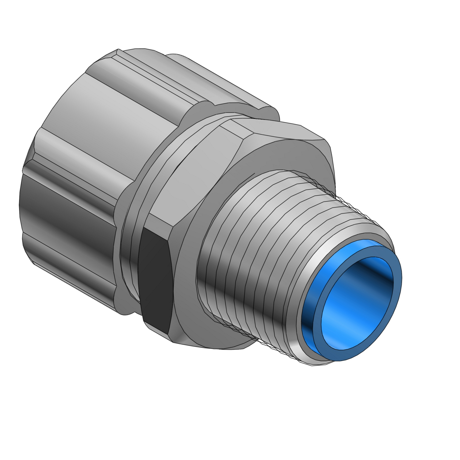 9362 T&B Insulated Straight Conduit Connector With ISO Metric Thread, 1/2 in Trade, Steel, Chromate Coated/Hot Dipped Galvanized