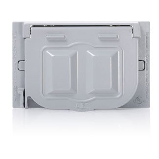 WM1H-GY Outlet Box Cover, 4.55 in L x 2.85 in W x 0.85 in D, Weatherproof Cover, Aluminum
