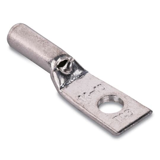 256-30695-1351 Color-Keyed 1-Hole Non-Insulated Compression Lug Connector With Peep Hole, Inspection Window, 8 AWG Copper Conductor, Die Code: ERG2002, #8 Stud, Copper