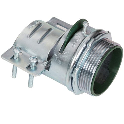 687-UI Bridgeport MC-FlEXFIT 680-UI Adjustable Endstop MC Cable Connector, 2-1/2 in Trade, 2.1 to 2.7 in Cable Openings, Steel, Zinc Plated
