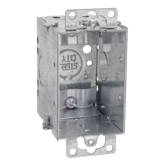 CWN-25 Steel City Gangable Switch Box, Steel, 14 cu-in Capacity, 1 Gangs, 1 Outlets, 4 Knockouts, 2 in W x 2-3/4 in D x 3 in H