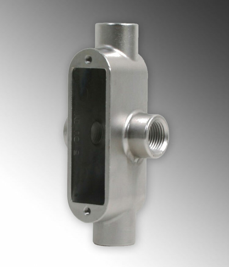 S61000XB00 Type X Conduit Body, 1 in Hub, Form 8 Form, 5 cu-in Capacity, 316 Stainless Steel, Polished Silver