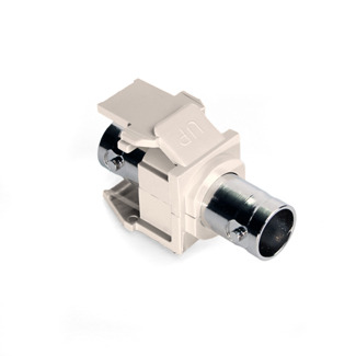 41084-BTF QuickPort Bulkhead Fire Retardant BNC Feed Through Adapter, Jack End A, Jack End B, Light Almond