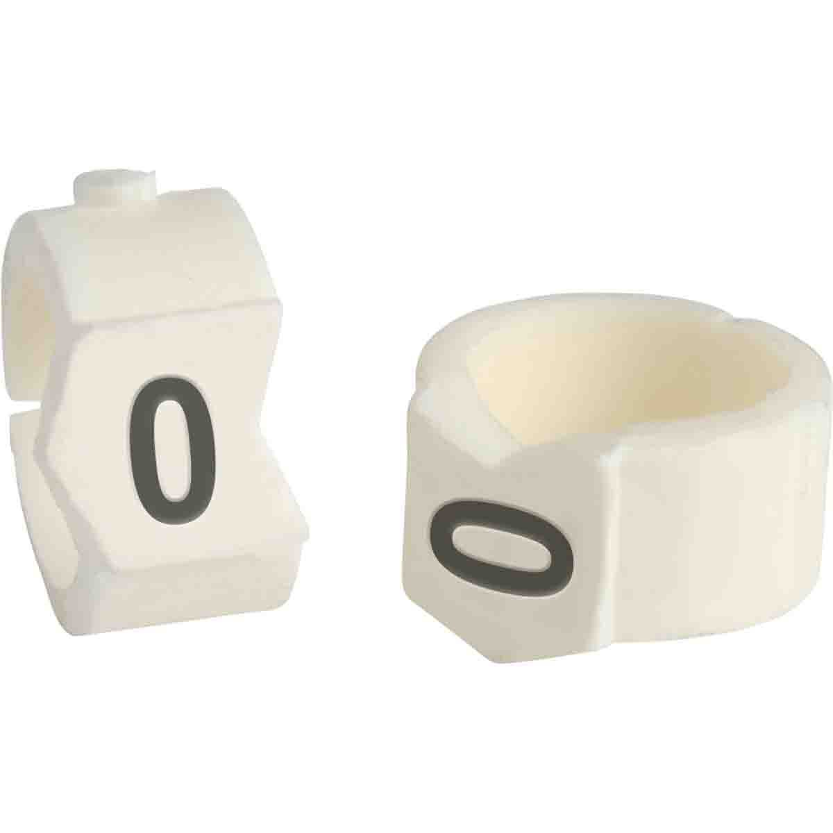 SCN36-0 Clip-Sleeve SCN Pre-Printed Wire Marker, 0.0362 to 0.413 in Wire, 0 (zero) Legend, Black on White Legend, White Marker, Nylon
