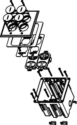 WMFB2KS8B Floor Box, 2 Gangs, 3-3/4 in L x 2-1/8 in W x 3-7/8 in D