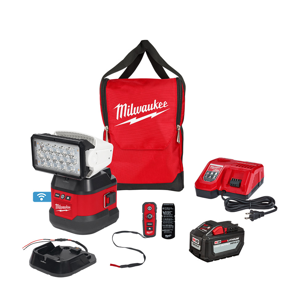 2123-21HD M18 Portable Cordless Utility Remote Control Search Light With Portable Base, LED Lamp, 18 V