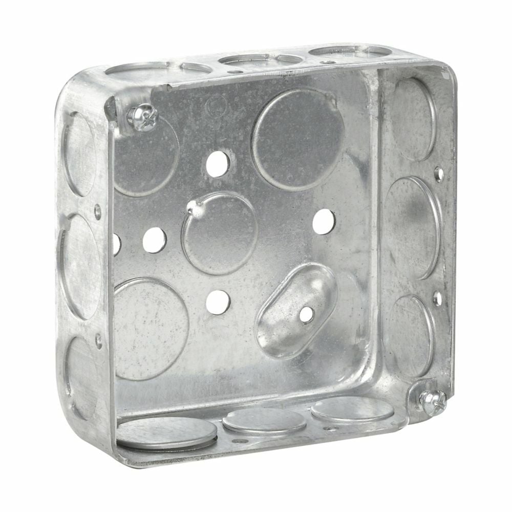 TP414PF TP Drawn Outlet Box, Steel, 21 cu-in Capacity, (17) Knockouts, 4 in H x 4 in W x 1-1/2 in D