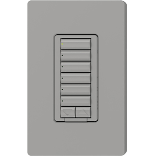 RRD-HN6BRL-GR seeTouch LED+ Hybrid Keypad for RA3 Systems, 100W LED, 6-Button with Raise/Lower, Neutral Required, 120V, Gray