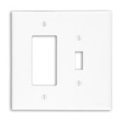 88605 Decora Oversized Combination Wall Plate, 2 Gangs, 5.31 in W x 5.25 in H, Thermoset, White