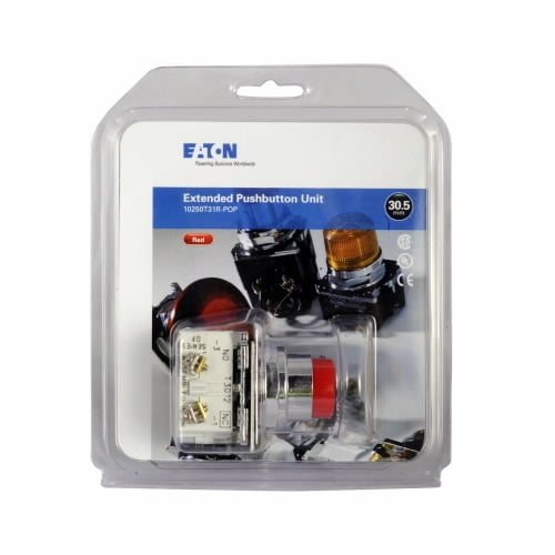 10250T31R Assembled Heavy Duty Oil/Watertight Non-Illuminated Pushbutton, 30.5 mm, 1NO-1NC Contact, Red