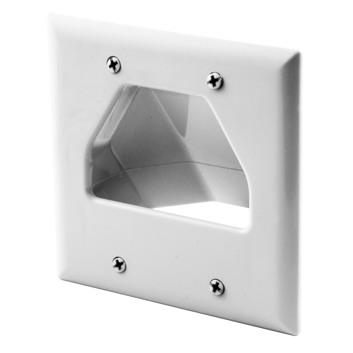 NSAV2W Standard Recessed Feed-Through Plate, 2 Gangs, 4.56 in W, Nylon, Fastened Mount