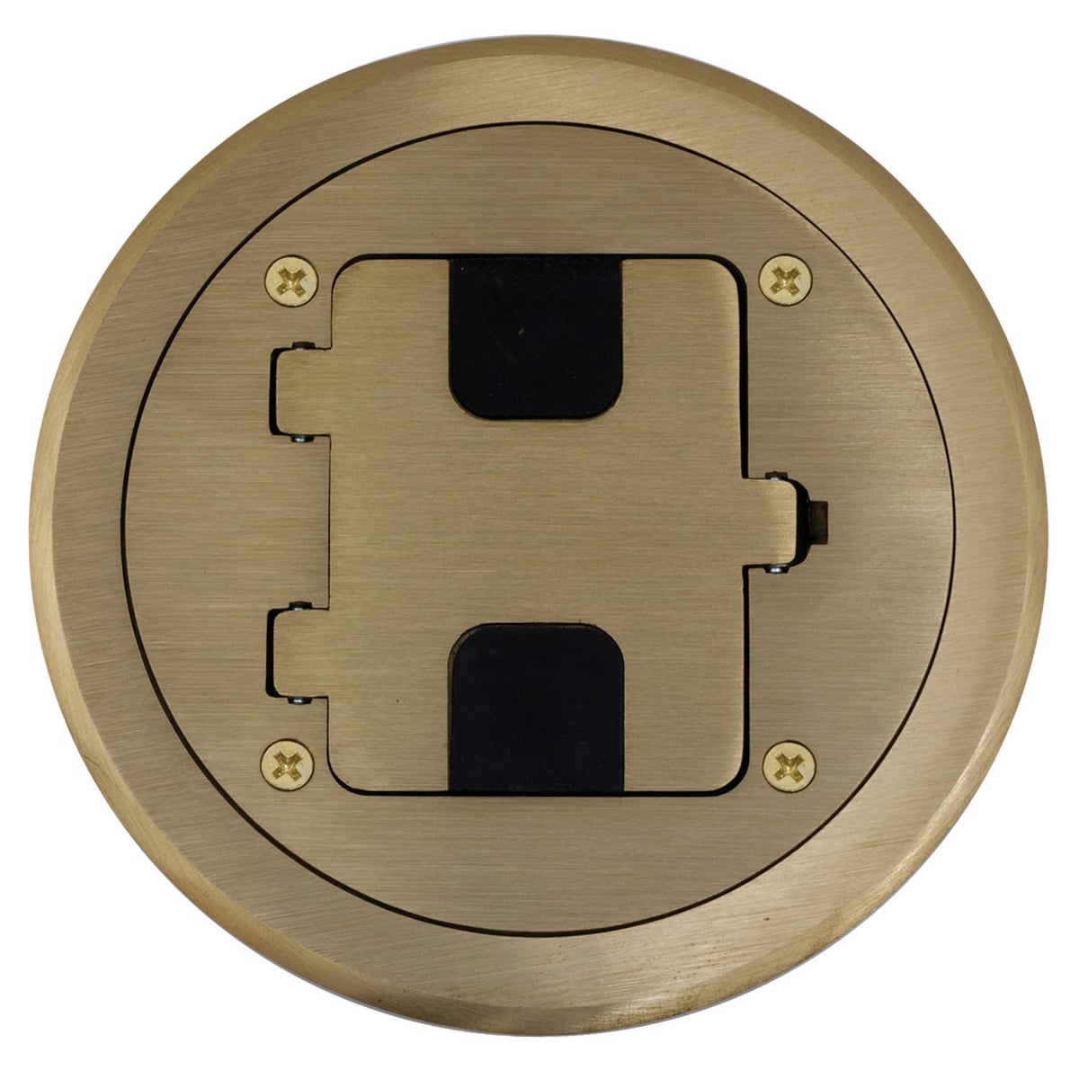RF406BR Standard Sized Floor Box, 2 Outlets, 2 Knockouts, 2.43 in H
