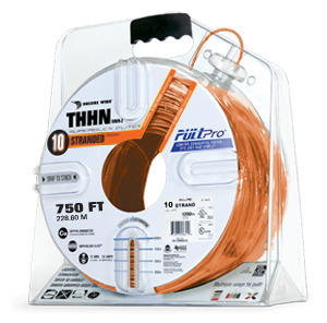 106100907445 PullPro Copper THHN Wire, 10 AWG, Stranded, Orange, 750 ft