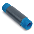 PVC Coated Conduit Nipple, 1-1/4 Inch/35 Metric Pipe Size x 5 Inch/127 Metric Nipple Length, Nominal .002 Inch (2 mil) Blue Urethane on Interior, Minimum .040 Inch (40 mil) PVC Coating on Exterior, Blue Urethane Coating Over Threads, Hot-Dip Galvanized Rigid Steel, Gray
