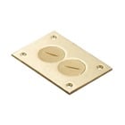 Cover Plate for Multi-Gang Floor Boxes for Power and Communications, Length 4-1/2 Inches, Width 3 Inches, Duplex 1-7/16 Inch Plugs, Brass