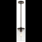 Streamlined and simple, This Crosby 1 light mini pendant in Olde Bronze delivers clean lines for a contemporary style. The clear glass shades enhance this minimalistic design.
