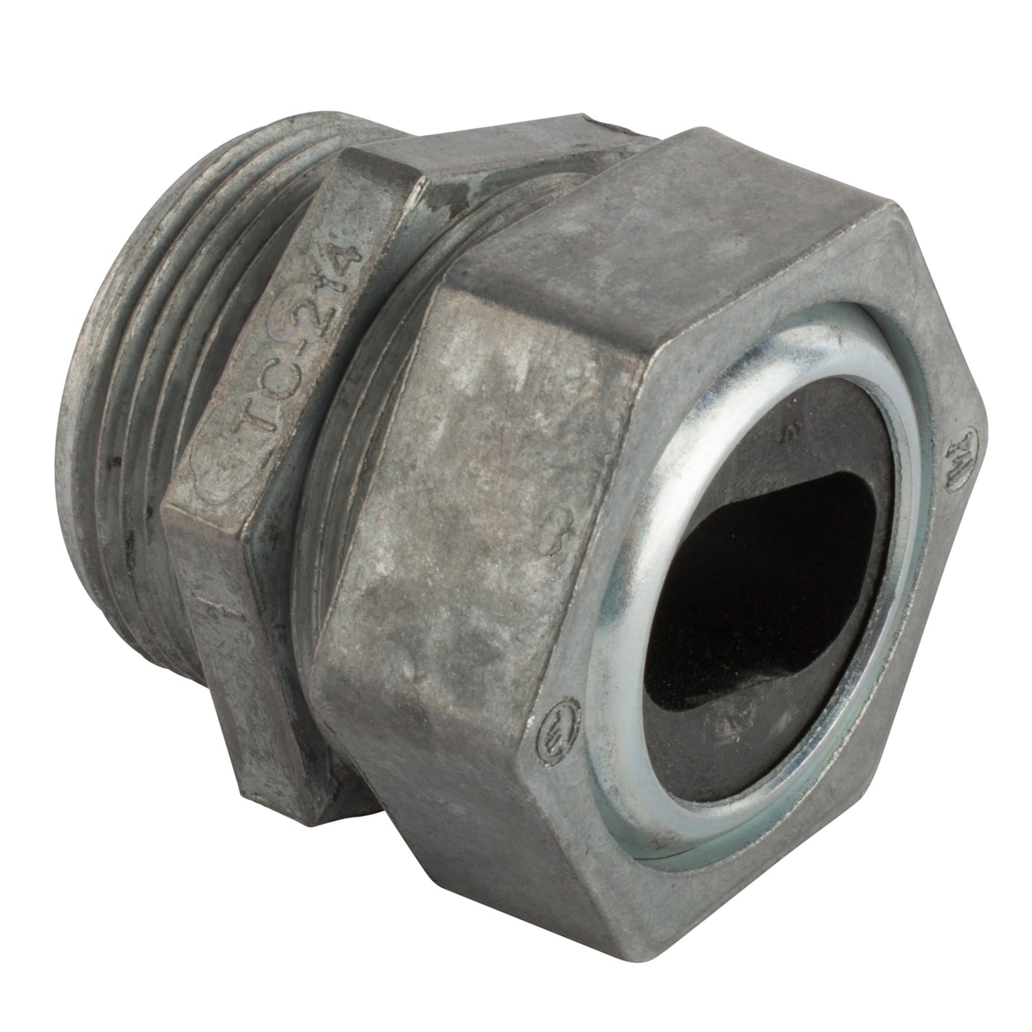 WT204A Steel City Straight Watertight Conduit Connector, 1-1/4 in Trade, 1 in L x 5/8 in W Cable Openings, Steel