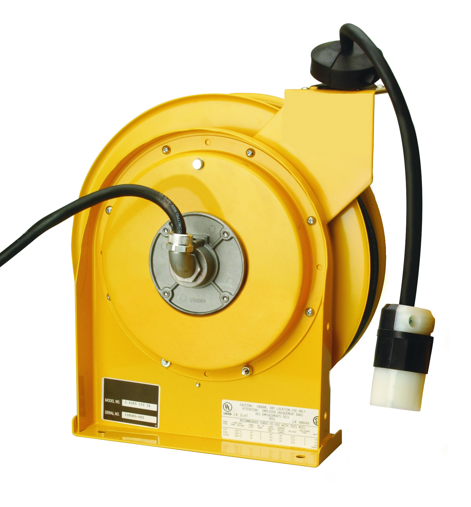 R112318845 Electric Heavy Duty Retractable Cord Reel, 125 V AC, 45 ft L Cord, 12/3 AWG Conductor