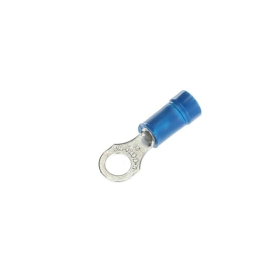 14RB-10X Sta-Kon RB Series Expanded Insulated Ring Terminal, 18 to 14 AWG Conductor, 0.97 in L, Brazed Seam Barrel, Copper, Blue