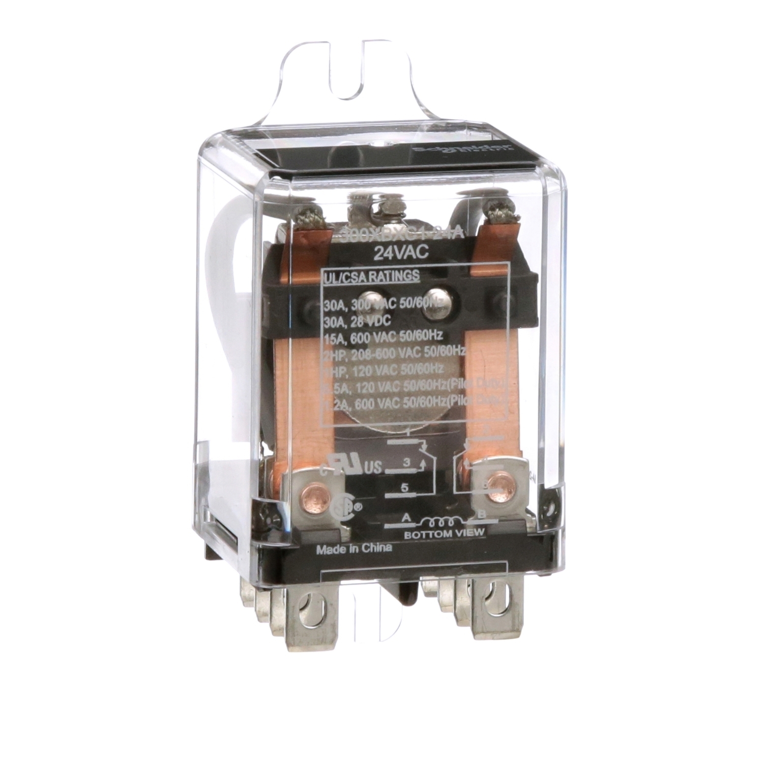 300XBXC1-24A 300X Series Standard, 30 A, 2 Form C DPDT contact, 24 V AC v coil