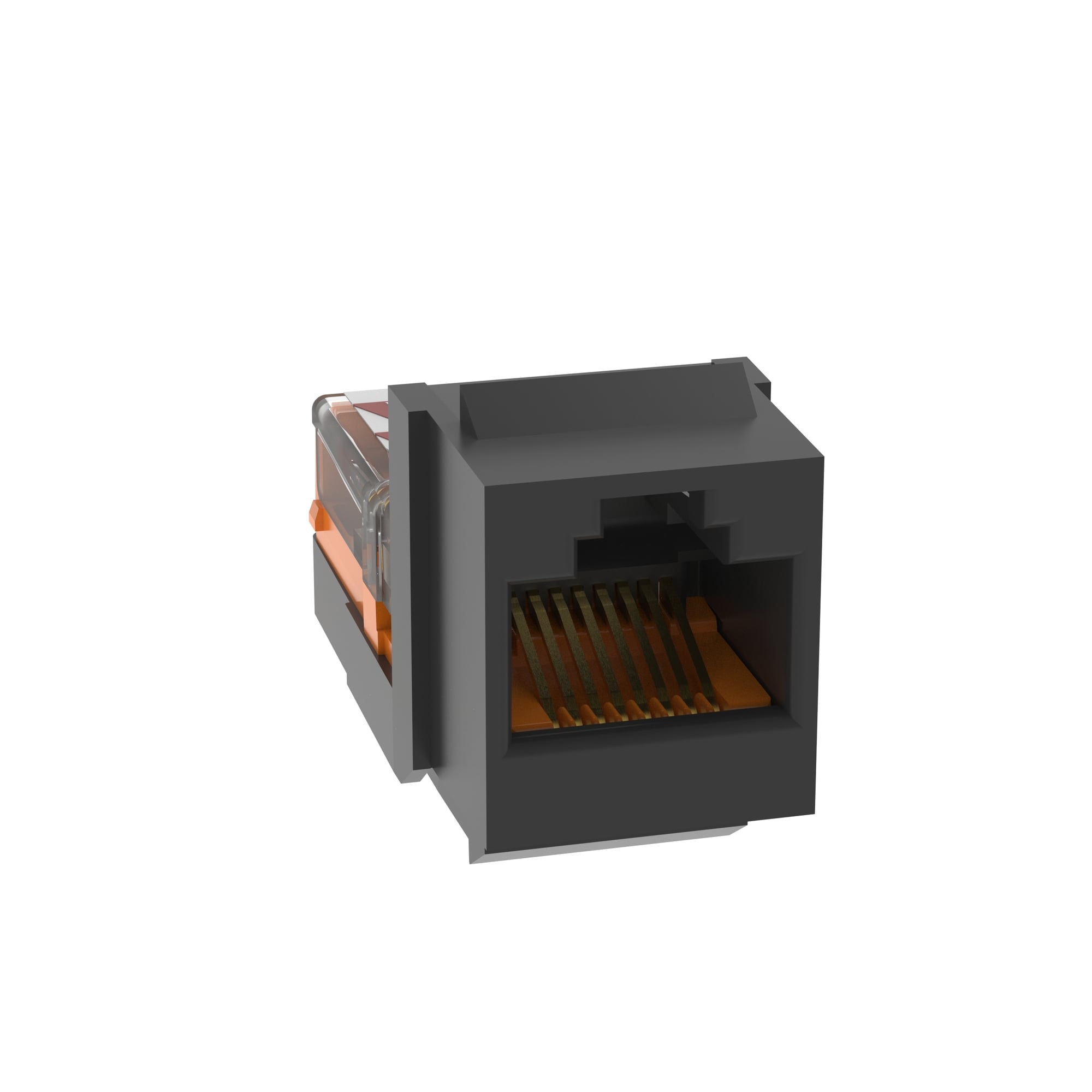NK5E88MBLY NetKey 1-Slot 8-Position 8-Wire Lead Frame Universal Unshielded Keystone Jack Module, Cat 5e/Keystone Module, Surface Mount, 1 Port, ABS/Polycarbonate, Black