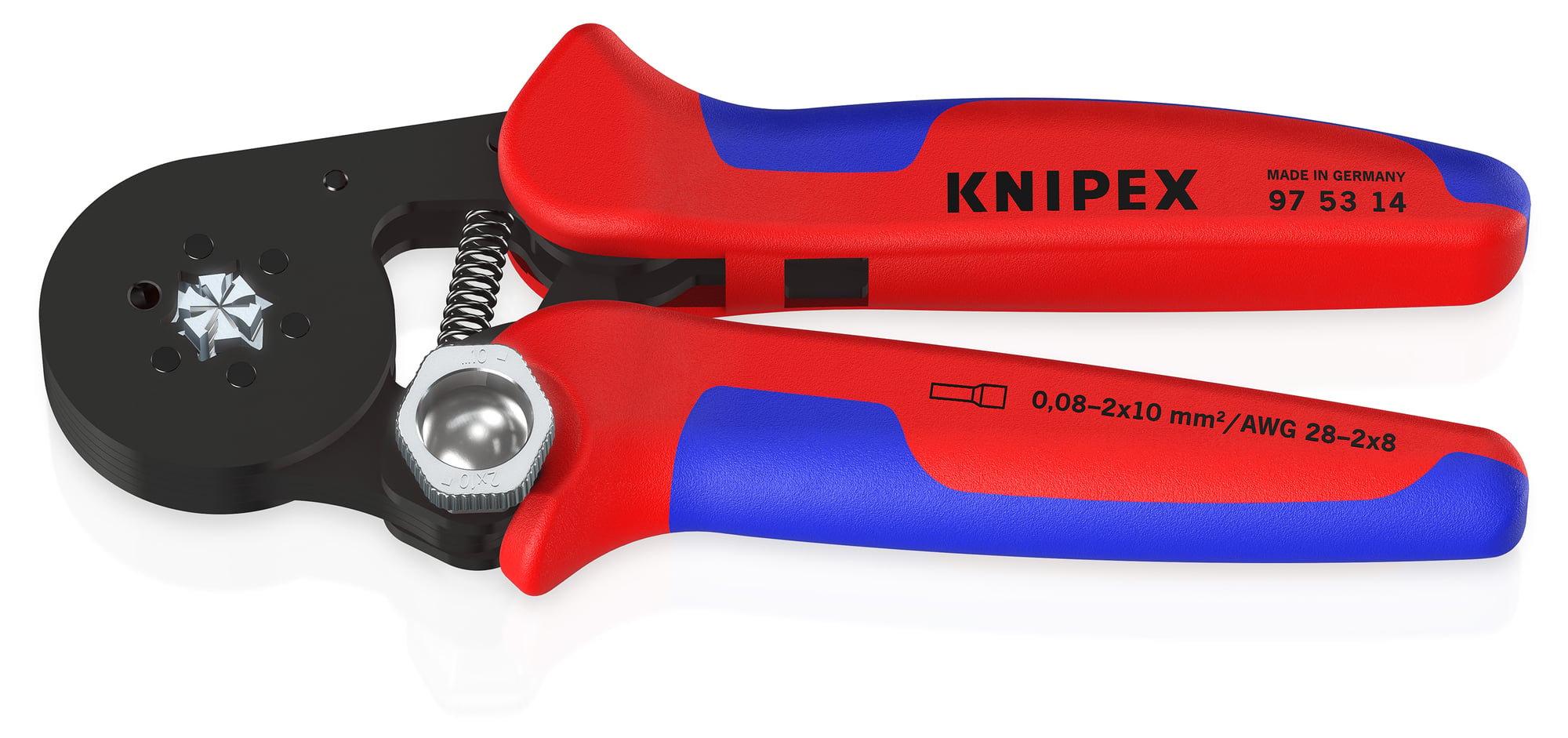 Self-Adjusting Crimping Pliers For Wire Ferrules, 7 1/4 in., Multi-Component, Automatic Hexagonal Crimp, 1 Crimp Position
