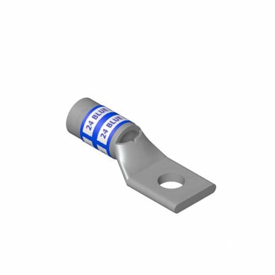 54134 Color-Keyed 54100 1-Hole Non-Insulated Compression Lug With Peep Hole, 6 AWG Copper Conductor, Die Code: 24, #10 Stud, Copper