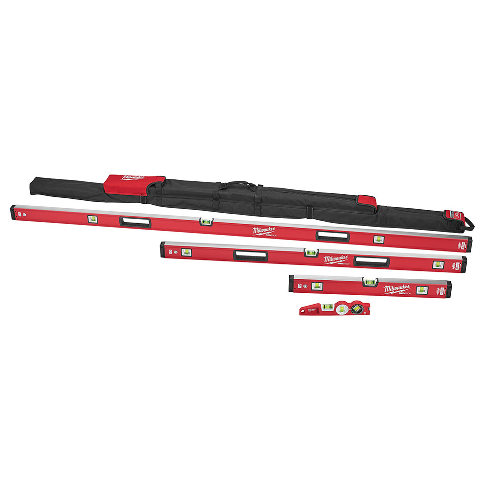 MLBXCM78 Magnetic Level Starter Set, 10 in, 24 in, 48 in, 78 in L, 3 Vials, Aluminum, (1) Level/(2) Plumb Vial Position, 0.0005 in Accuracy
