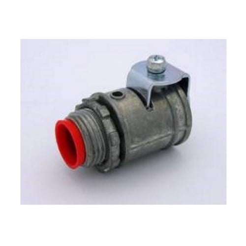 571-DCI2 Bridgeport Insulated Throat U-Shape Conduit Connector, 1/2 in Trade, 0.7 to 0.855 in Cable Openings, For Use With 8/3 to 6/3 AWG AC/MC/MCI-A/HCF/HCFMCI-A Steel/Aluminum Cable and 1/2 in Flexible Metal Conduit, Die-Cast Zinc
