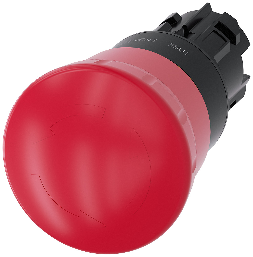 3SU10001HB200AA0 Emergency Stop Non-Illuminated Twist Release Operator, 22 mm, 2 Positions, Red