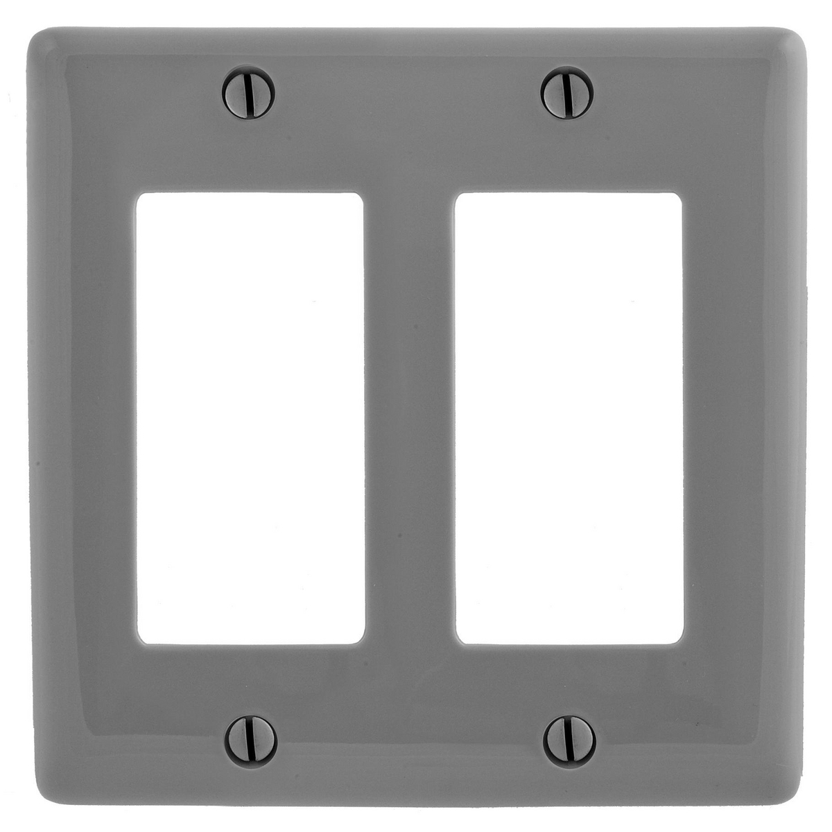NP262GY Standard Decorative Wall Plate, 2 Gangs, 4.68 in W x 4.63 in H, Nylon, Gray