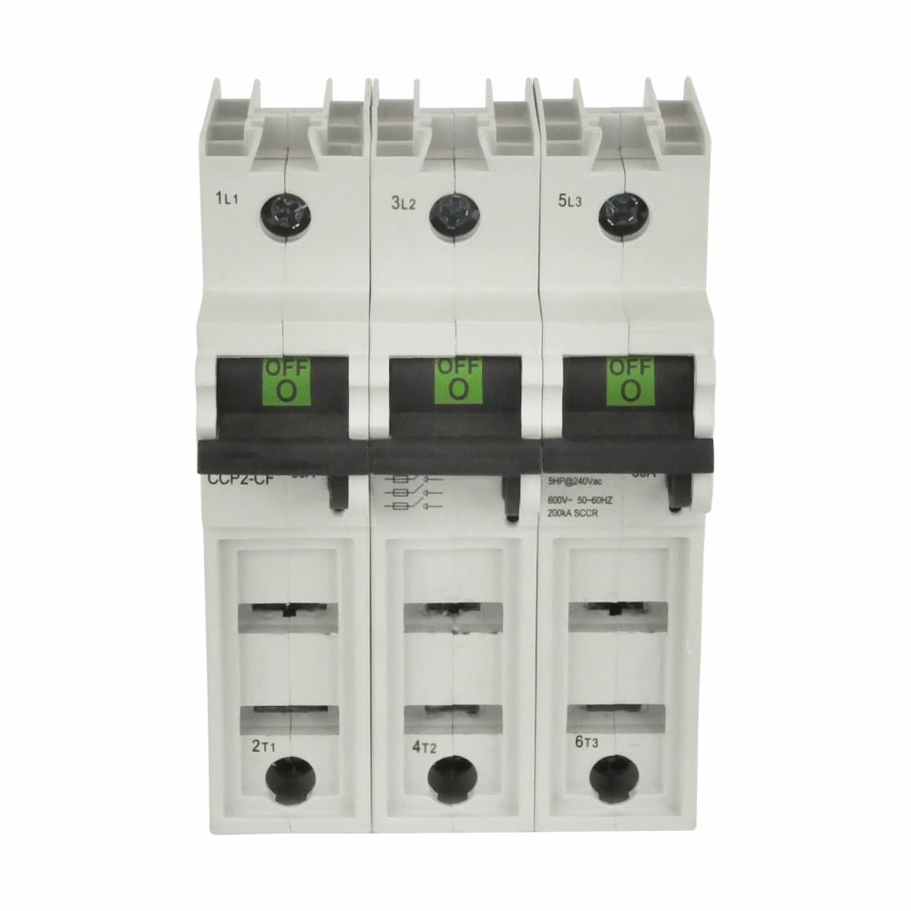 CCP2-2-60CF Compact Fused Circuit Protector Disconnect Switch, 600 V AC/125 V DC, 60 A, 2 Poles, Class CF Fuse